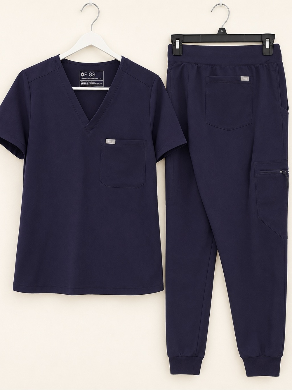 Figs Dark Purple Scrub Set - V-Neck Top & Jogger Pants